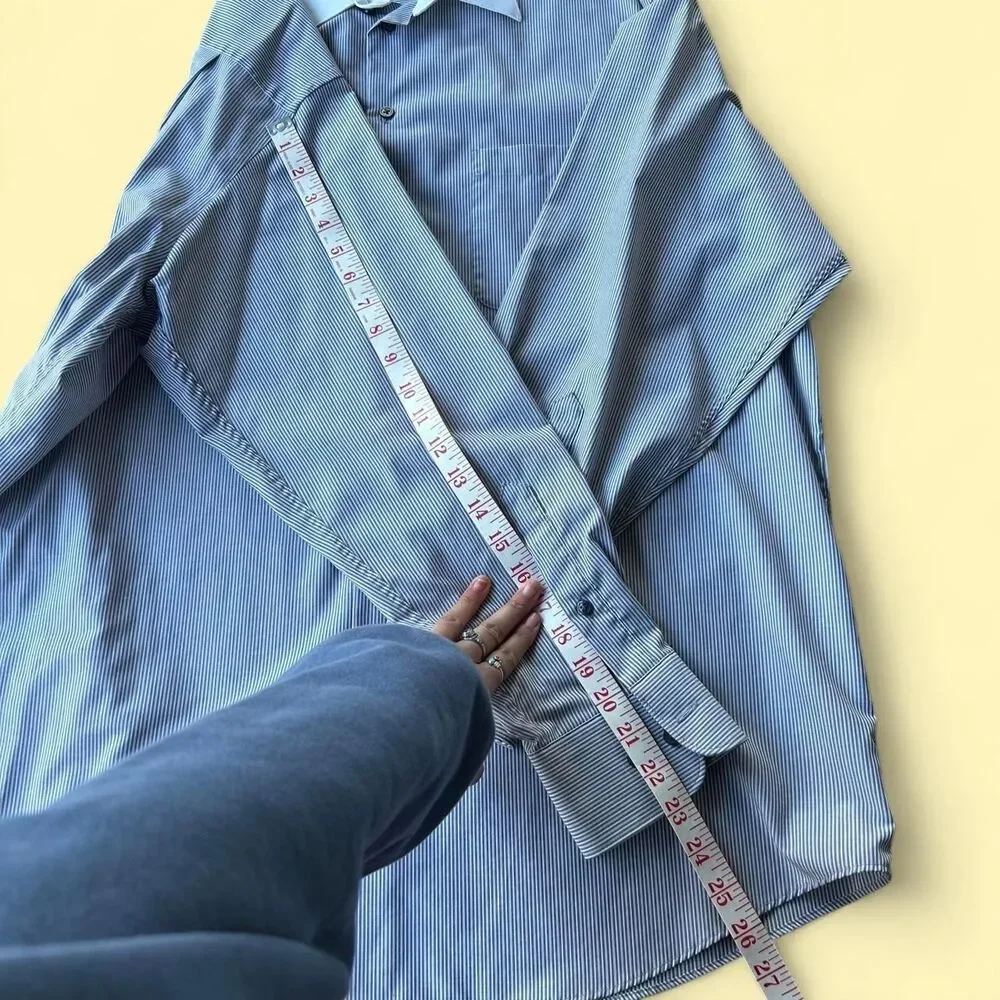 Blue & White Striped Cotton Dress Shirt